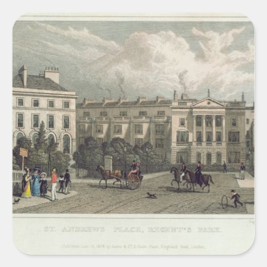 St. Andrews Place, Regents Park, 1828 Vierkante Sticker (Voorkant)