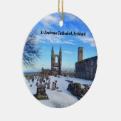 St Andrews Scotland Cathedral Ruins in Snow Keramisch Ornament (Rechts)