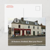 St Andrews Scotland "Meet Your Prince Cafe Window" Briefkaart (Voorkant / Achterkant)