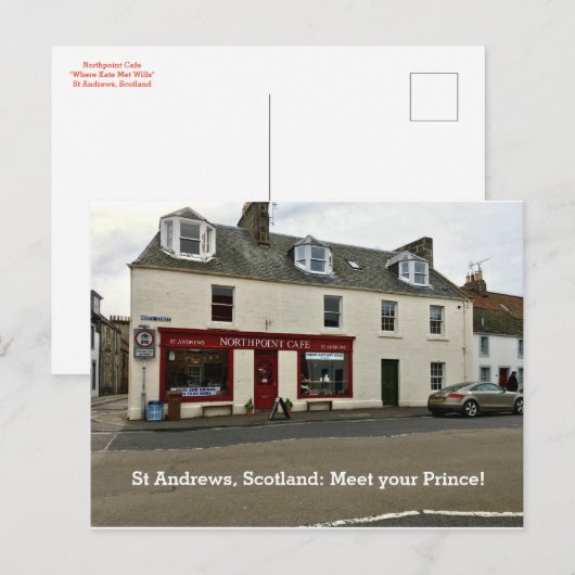 St Andrews Scotland "Meet Your Prince Cafe Window" Briefkaart (Voorkant / Achterkant)