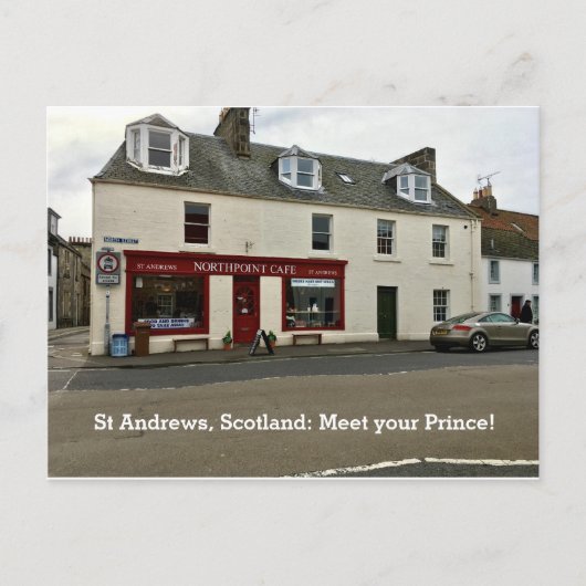 St Andrews Scotland "Meet Your Prince Cafe Window" Briefkaart (Voorkant)