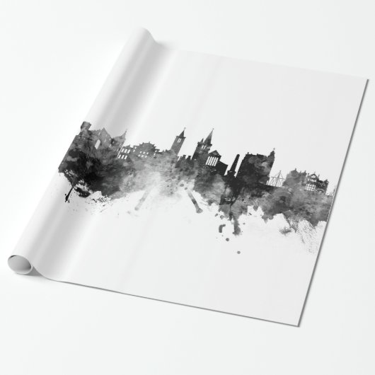 St Andrews Scotland Skyline Black White Cadeaupapier (Uitgerold)