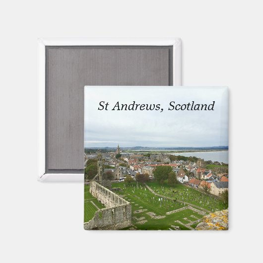 St Andrews Town Aerial Uitzicht vanaf de kathedraa Magneet (Voorkant / Achterkant)