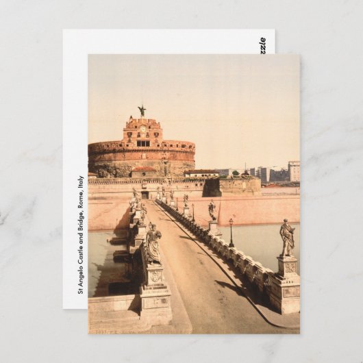 St Angelo Castle and Bridge, Rome, Lazio Italië Briefkaart (Voorkant / Achterkant)