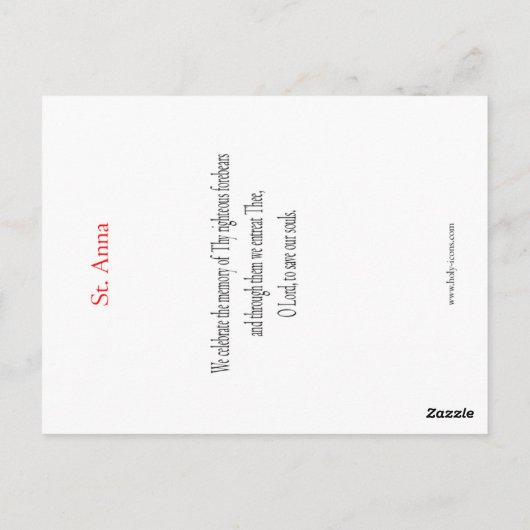 St. Anna Prayer Card Briefkaart (Achterkant)