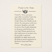 St. Anne Blessed Virgin Mary Prayer Heilige Kaart (Achterkant)