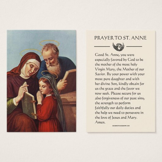 St. Anne Blessed Virgin Mary Prayer Heilige Kaart (Voorkant /achterkant)