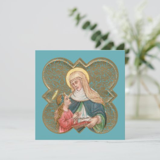 St. Anne en BVM in een Barbed Quatrefoil (BK67) (Staand voorkant)