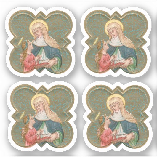 St. Anne en BVM in een Barbed Quatrefoil (BK67) Sticker (Voorkant)
