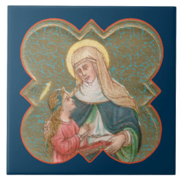 St. Anne en BVM in een Barbed Quatrefoil (BK67) Tegeltje