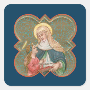 St. Anne en BVM in een Barbed Quatrefoil (BK67) Vierkante Sticker