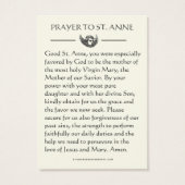 St. Anne Joachim Maagd Maria Jezus Gebed Visitekaartje (Achterkant)