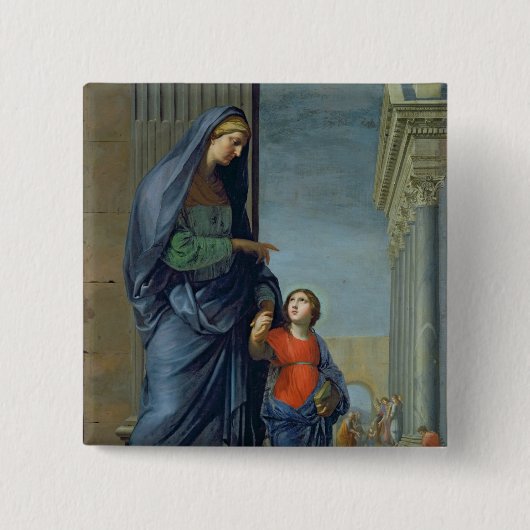 St. Anne leidt de Maagd naar de tempel Vierkante Button 5,1 Cm (Voorkant)
