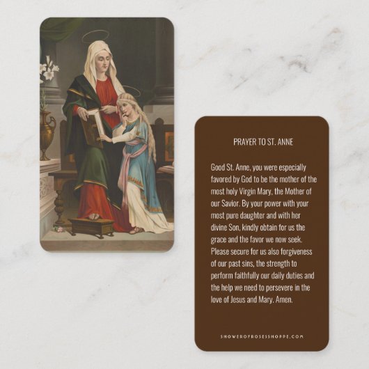 St. Anne met de blote Maagd Maria katholieke gebed Plaatskaartje (Voorkant / Achterkant)