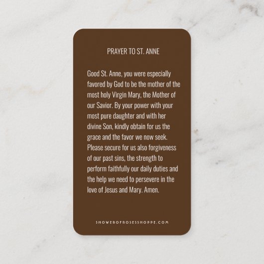 St. Anne met de blote Maagd Maria katholieke gebed Plaatskaartje (Achterkant)