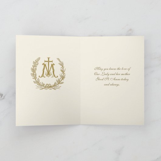 St. Anne Virgin Mary Religious Elegant Marian Kaart (Binnen)