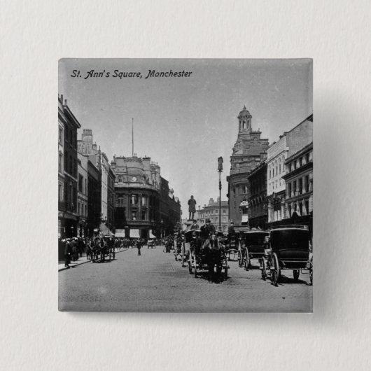 St. Ann's Square, Manchester, c.1910 Vierkante Button 5,1 Cm (Voorkant)