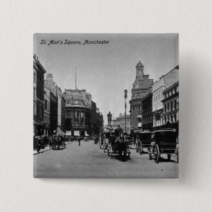St. Ann's Square, Manchester, c.1910 Vierkante Button 5,1 Cm