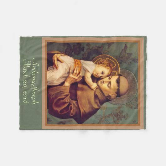 St. Anthony & Baby Jesus PERSONALIZE Fleece Deken (Voorkant (Horizontaal))