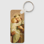 St. Anthony Baby Jesus Religieuze Vintage katholie Sleutelhanger (Achterkant)
