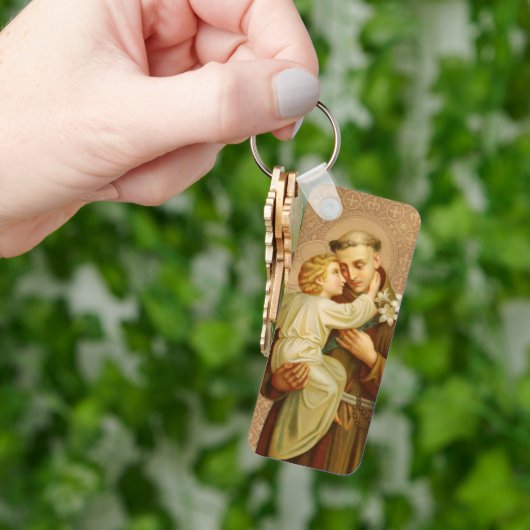 St. Anthony Baby Jesus Religieuze Vintage katholie Sleutelhanger (Hand)