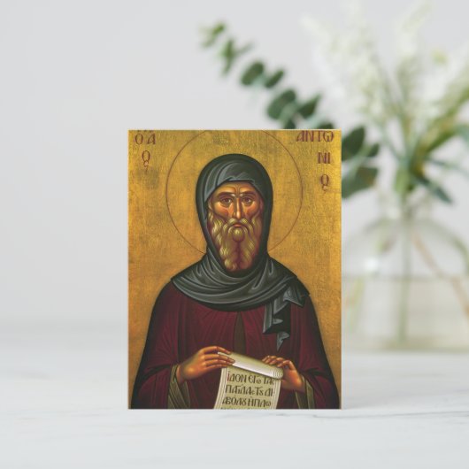 St. Anthony de Grote Orthodoxe Christelijk Icoon Briefkaart (Staand voorkant)