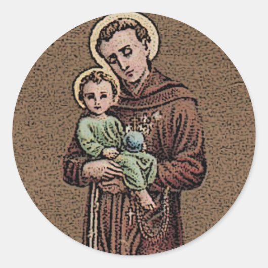 St. Anthony en Baby Jesus Ronde Sticker (Voorkant)