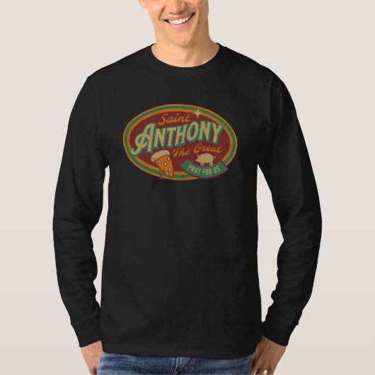 St Anthony Great Abbot Patron Saint Farmers Retro  T-shirt (Voorkant)