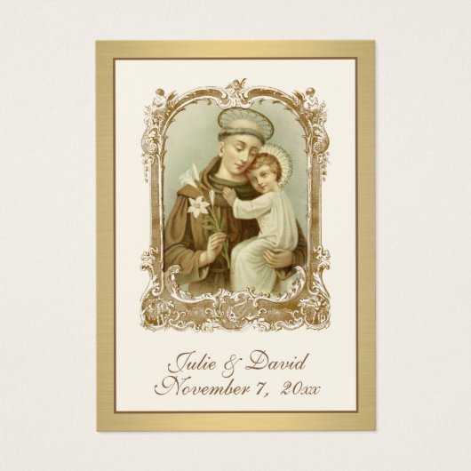St. Anthony Jesus Elegant Gold Wedding Favor Kaart (Voorkant)