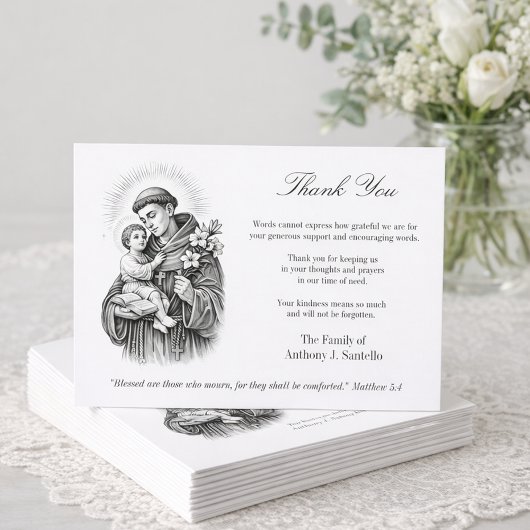 St. Anthony Jesus  Funeral Condolence Sympathy  Bedankkaart