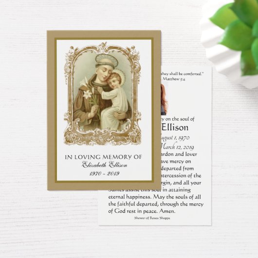 St. Anthony katholieke begrafenisherdenking Heilig Visitekaartje (Bureau)