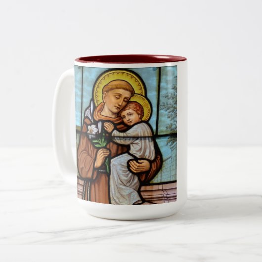 St. Anthony met baby Jesus Coffee Mok (Voorkant links)