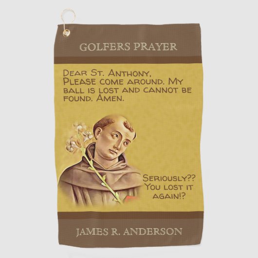 St. Anthony Patron Saint Lost Golf Balls Humoureus Golfhanddoek (Voorkant)