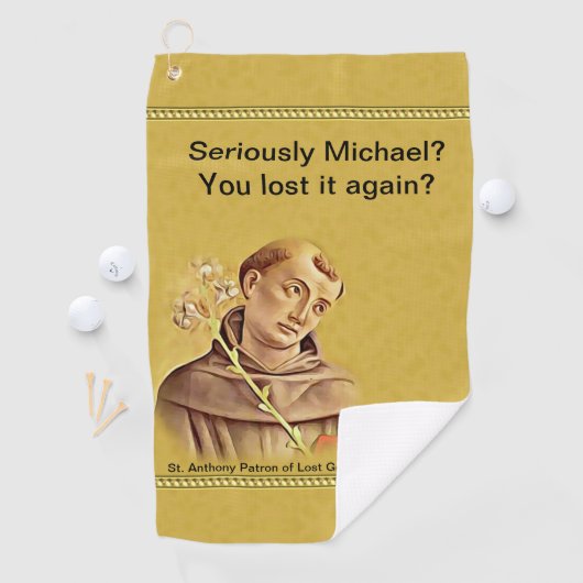 St. Anthony Patron Saint Lost Golf Balls Humoureus Golfhanddoek (Insitu)