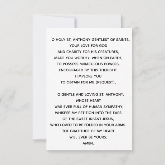 St. Anthony Prayer Card (Achterkant)