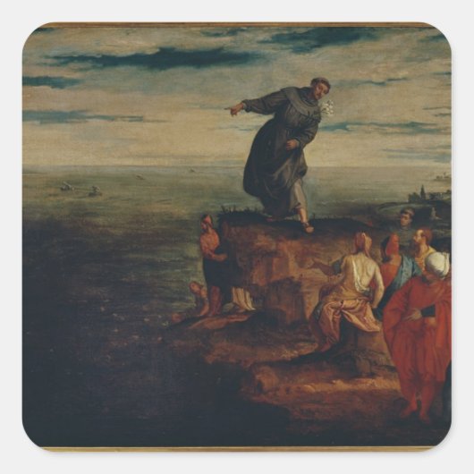 St. Anthony Preaching to the Fish, c.1580 Vierkante Sticker (Voorkant)