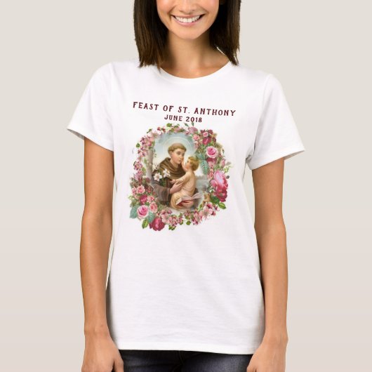St. Anthony Red en Roze Roses T-shirt (Voorkant)
