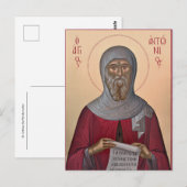 St. Anthony the Great Orthodox Christian Icon Briefkaart (Voorkant / Achterkant)