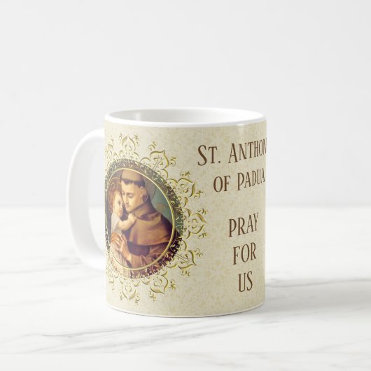 St. Anthony van de Baby van Padua Jesus Religious Koffiemok (Voorkant links)