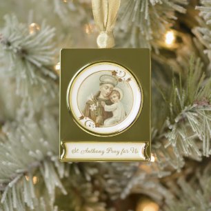 St. Anthony van de Baby van Padua Jesus Religious Verguld Banner Ornament