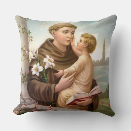 St. Anthony van Padua Baby Jesus Kussen (Voorkant)