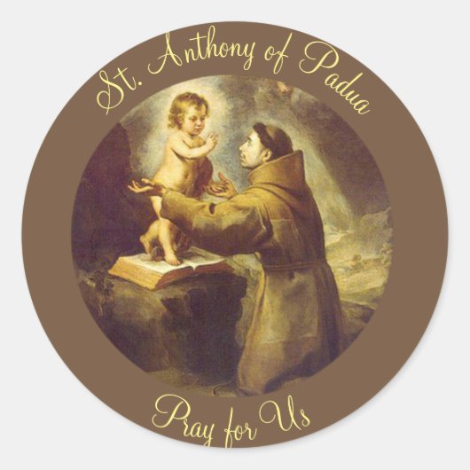 St. Anthony van Padua Baby Jesus Ronde Sticker (Voorkant)