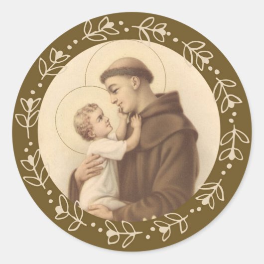 St. Anthony van Padua Baby Jesus Ronde Sticker (Voorkant)