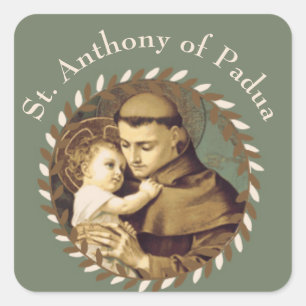 St. Anthony van Padua Baby Jesus Vierkante Sticker