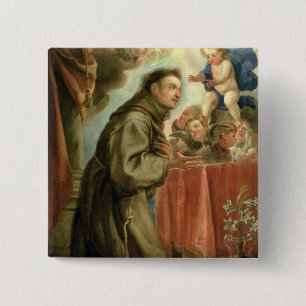 St. Anthony van Padua die het Christelijke Kind be Vierkante Button 5,1 Cm