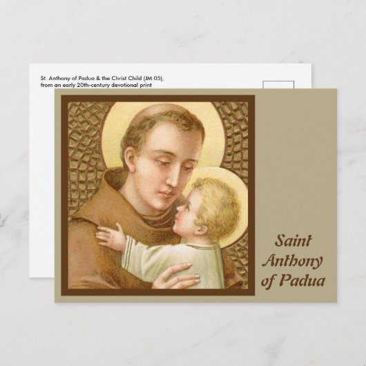 St. Anthony van Padua en het Christelijke Kind (JM Briefkaart (Voorkant / Achterkant)