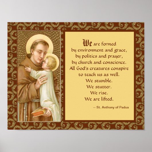 St. Anthony van Padua (JM 05) met Citaat Poster (Voorkant)