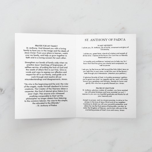 ST. ANTHONY VAN PADUA KAART (Binnen)