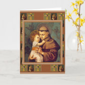 St. Anthony van Padua met Baby Jesus Cross Roses Kaart (Gele Bloem)