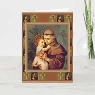 St. Anthony van Padua met Baby Jesus Cross Roses Kaart